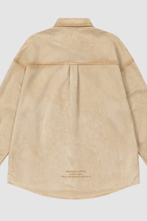 Style Core Aesthetics, New Style Trends Vintage Suede Solid Shirts