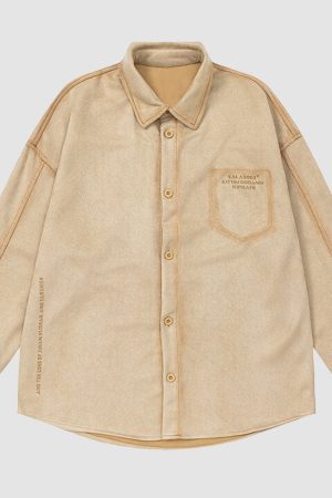 Style Core Aesthetics, New Style Trends Vintage Suede Solid Shirts