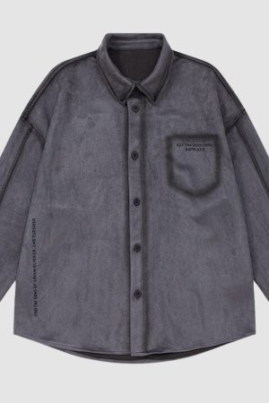 Style Core Aesthetics, New Style Trends Vintage Suede Solid Shirts