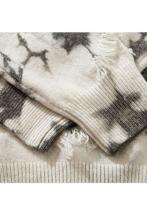 Style Core Aesthetics, New Style Trends Vintage Tie-Dye Jacquard Pullover