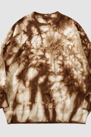 Style Core Aesthetics, New Style Trends Vintage Tie-Dye Jacquard Pullover