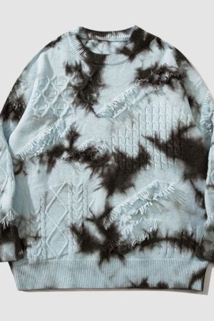 Style Core Aesthetics, New Style Trends Vintage Tie-Dye Jacquard Pullover
