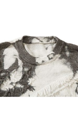 Style Core Aesthetics, New Style Trends Vintage Tie-Dye Jacquard Pullover