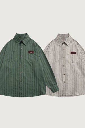 Style Core Aesthetics, New Style Trends Vintage Vertical Striped Shirt