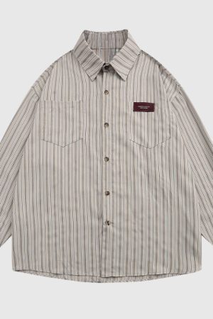 Style Core Aesthetics, New Style Trends Vintage Vertical Striped Shirt