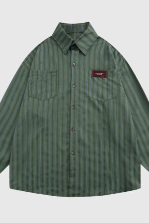 Style Core Aesthetics, New Style Trends Vintage Vertical Striped Shirt