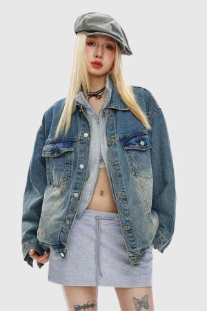 Style Core Aesthetics, New Style Trends Vintage Wash Denim Jacket