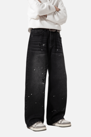 Style Core Aesthetics, New Style Trends Vintage Washed Paint-Splatter Jeans