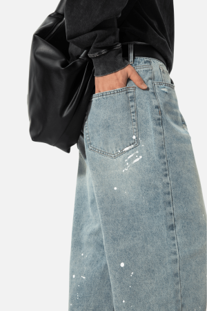 Style Core Aesthetics, New Style Trends Vintage Washed Paint-Splatter Jeans