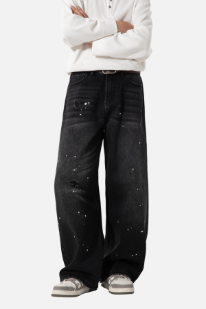 Style Core Aesthetics, New Style Trends Vintage Washed Paint-Splatter Jeans