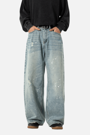 Style Core Aesthetics, New Style Trends Vintage Washed Paint-Splatter Jeans