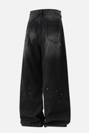 Style Core Aesthetics, New Style Trends Vintage Washed Paint-Splatter Jeans