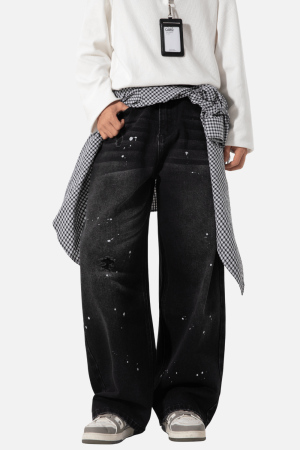 Style Core Aesthetics, New Style Trends Vintage Washed Paint-Splatter Jeans