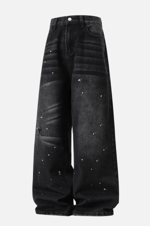 Style Core Aesthetics, New Style Trends Vintage Washed Paint-Splatter Jeans