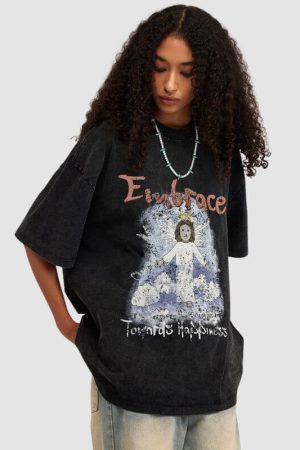 Style Core Aesthetics, New Style Trends Washed Angel Print Tee