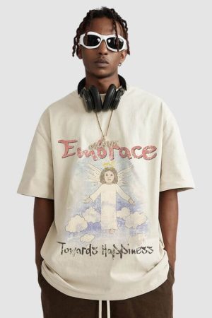 Style Core Aesthetics, New Style Trends Washed Angel Print Tee