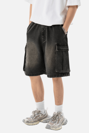 Style Core Aesthetics, New Style Trends Washed Denim Cargo Shorts