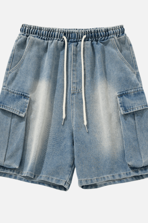 Style Core Aesthetics, New Style Trends Washed Denim Cargo Shorts