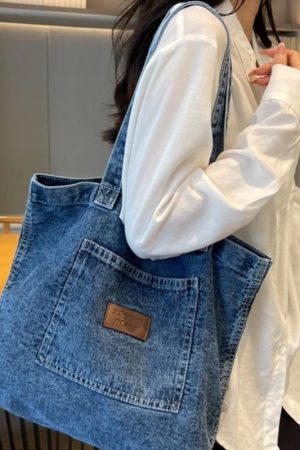 Style Core Aesthetics, New Style Trends Washed Denim Shoulder Bag