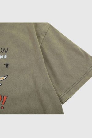 Style Core Aesthetics, New Style Trends Washed Distressed Anime Pinted Tee