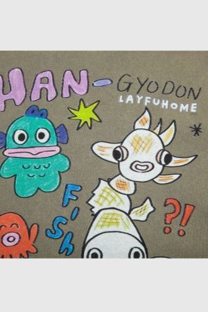 Style Core Aesthetics, New Style Trends Washed Distressed Anime Pinted Tee