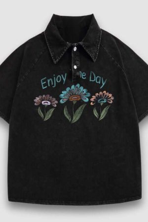 Style Core Aesthetics, New Style Trends Washed Flower Cotton Tee