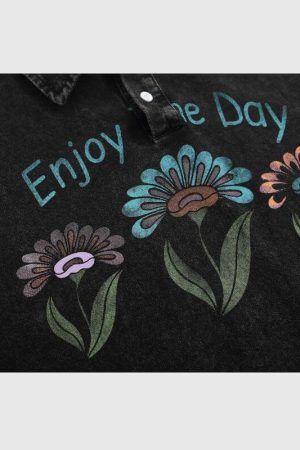 Style Core Aesthetics, New Style Trends Washed Flower Cotton Tee