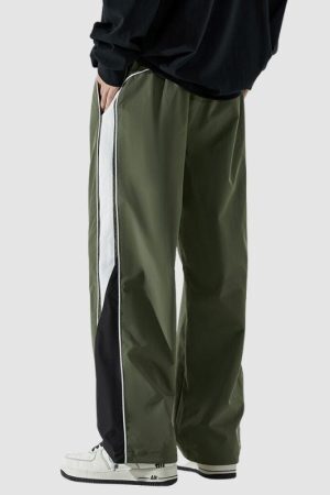 Style Core Aesthetics, New Style Trends Wide Leg Color Contrast Parachute Pants