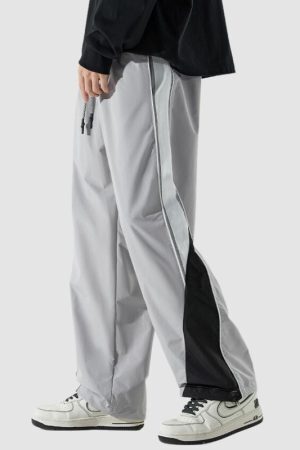 Style Core Aesthetics, New Style Trends Wide Leg Color Contrast Parachute Pants