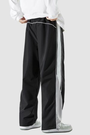 Style Core Aesthetics, New Style Trends Wide Leg Color Contrast Parachute Pants
