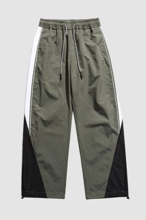 Style Core Aesthetics, New Style Trends Wide Leg Color Contrast Parachute Pants