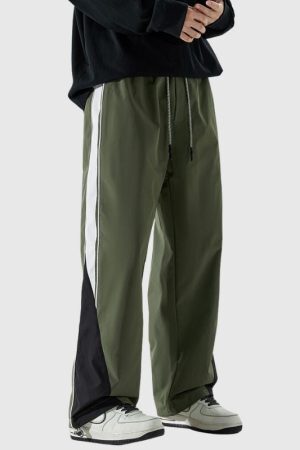 Style Core Aesthetics, New Style Trends Wide Leg Color Contrast Parachute Pants