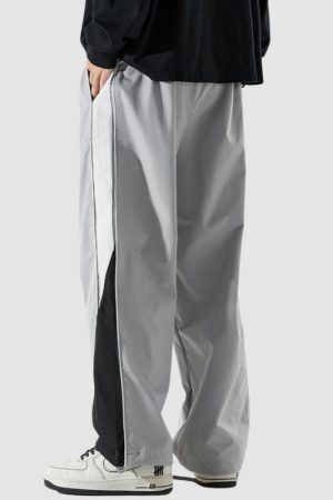 Style Core Aesthetics, New Style Trends Wide Leg Color Contrast Parachute Pants