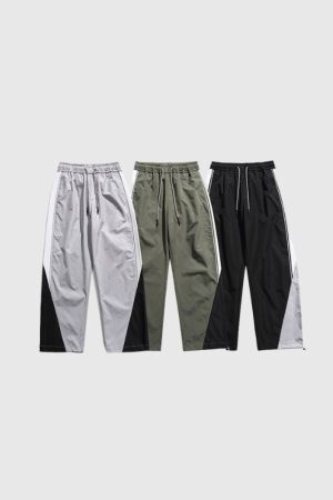 Style Core Aesthetics, New Style Trends Wide Leg Color Contrast Parachute Pants