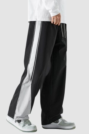 Style Core Aesthetics, New Style Trends Wide Leg Color Contrast Parachute Pants