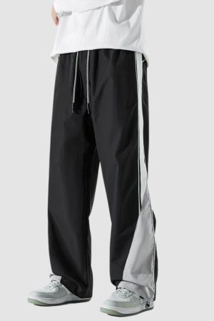 Style Core Aesthetics, New Style Trends Wide Leg Color Contrast Parachute Pants