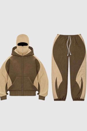 Style Core Aesthetics, New Style Trends Y2K Colorblock Hoodie & Pants Set