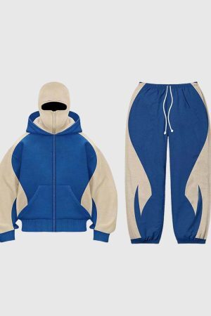 Style Core Aesthetics, New Style Trends Y2K Colorblock Hoodie & Pants Set