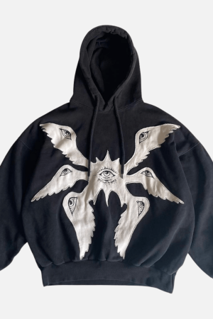 Style Core Aesthetics, New Style Trends Y2K Devil Eyes Graphic Hoodie