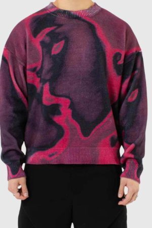 Style Core Aesthetics, New Style Trends Y2K Print Knit Sweater