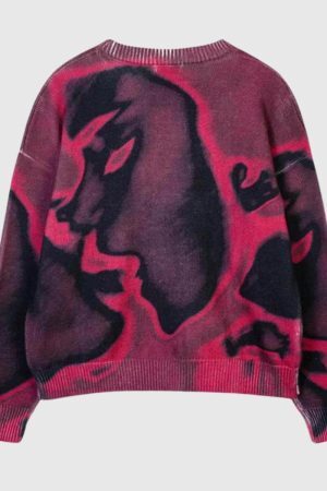 Style Core Aesthetics, New Style Trends Y2K Print Knit Sweater