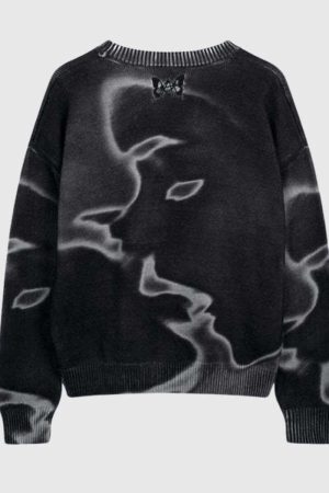 Style Core Aesthetics, New Style Trends Y2K Print Knit Sweater