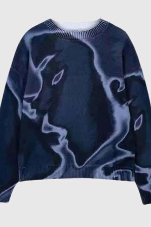 Style Core Aesthetics, New Style Trends Y2K Print Knit Sweater