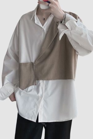 Style Core Aesthetics, New Style Trends Zipper Vest Patch Shirts