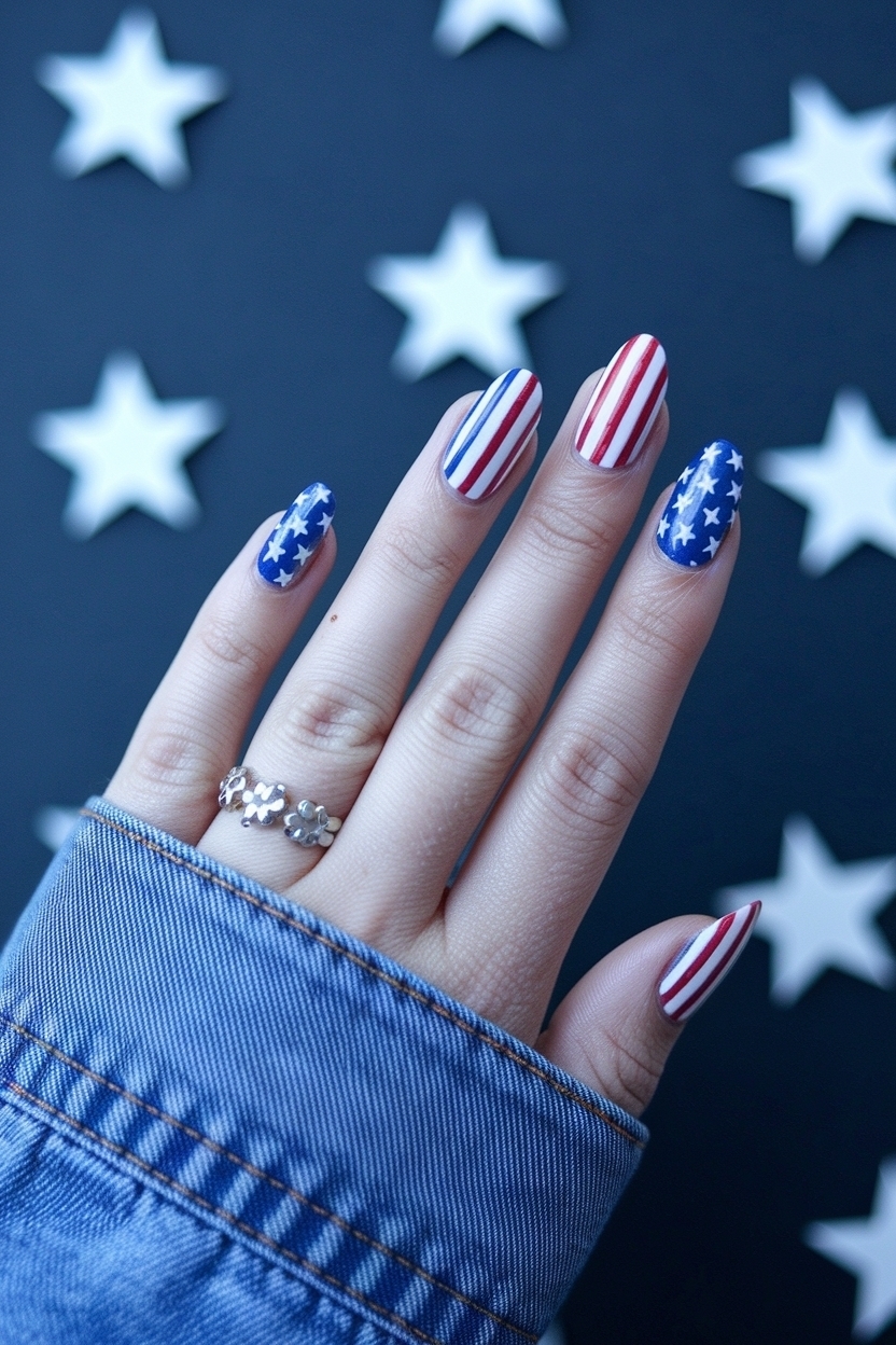 Subtle Fourth of July Nails: Understated Elegance outfit idea