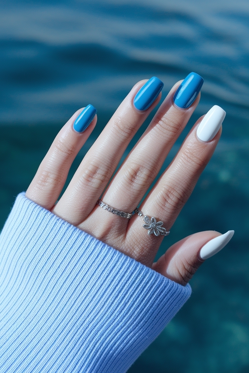 Summer Nails Blue and White: Cool Combinations to Try outfit idea