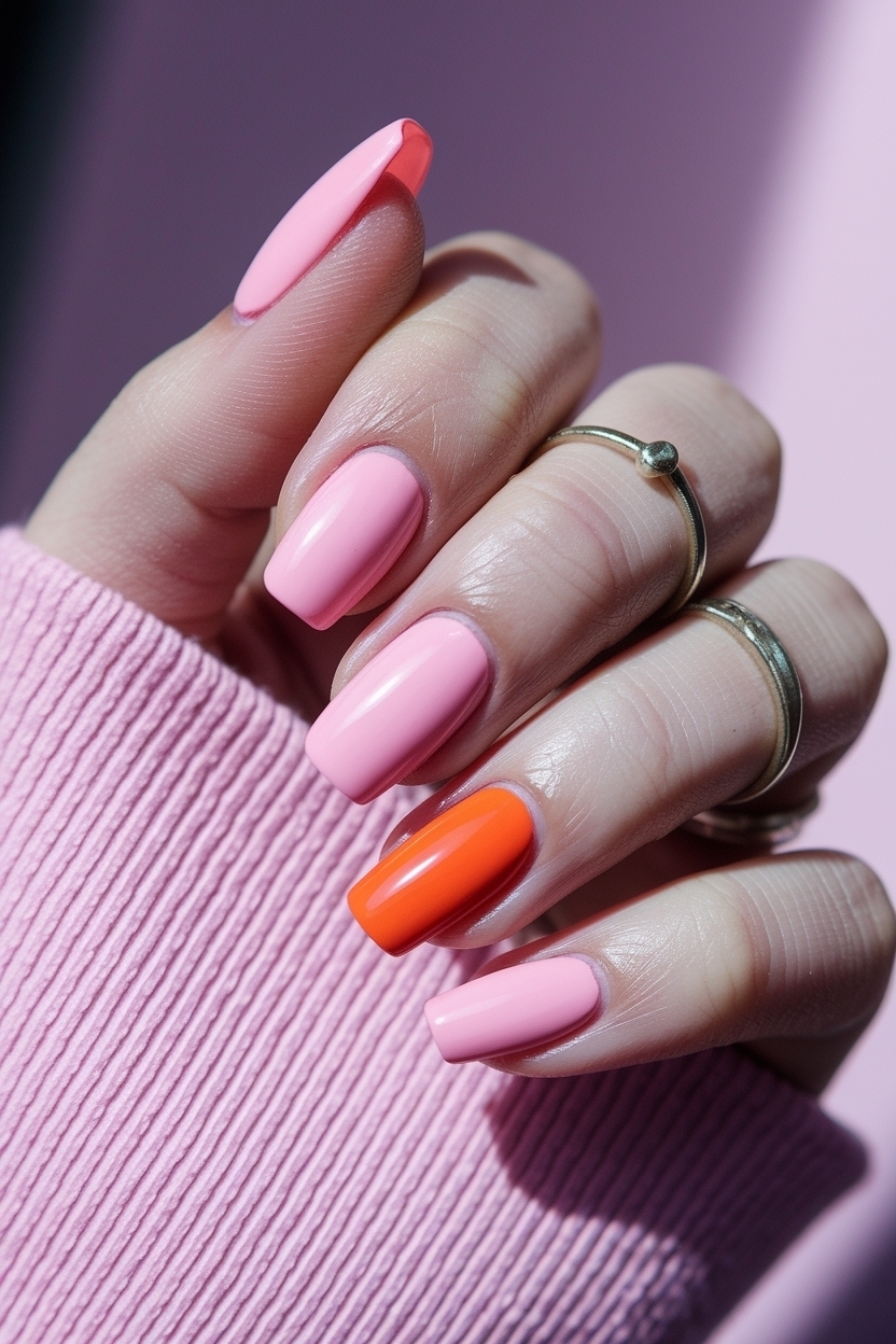 Summer Nails Pink and Orange for Vibrant Style outfit idea