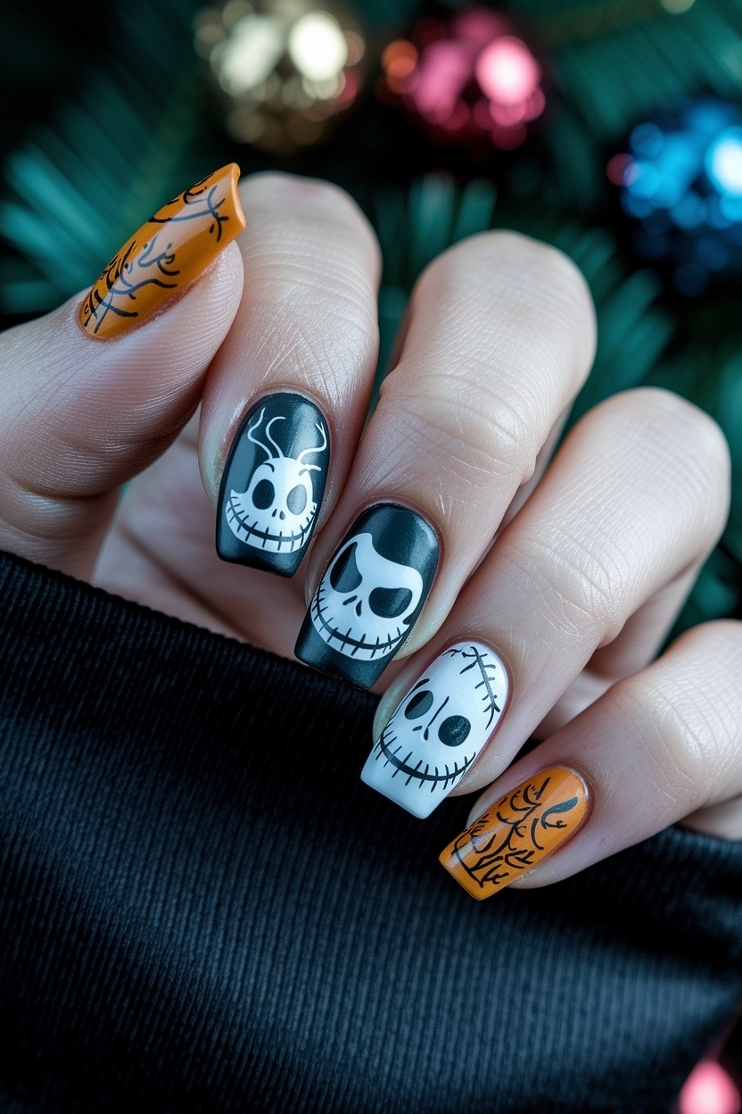 The Nightmare Before Christmas Nails: Spooky Nail Art Ideas outfit idea