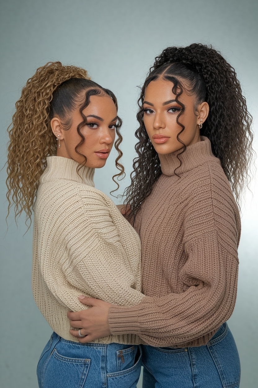 Two Ponytails Half Up Half Down Curly: Playful Hair Ideas outfit idea