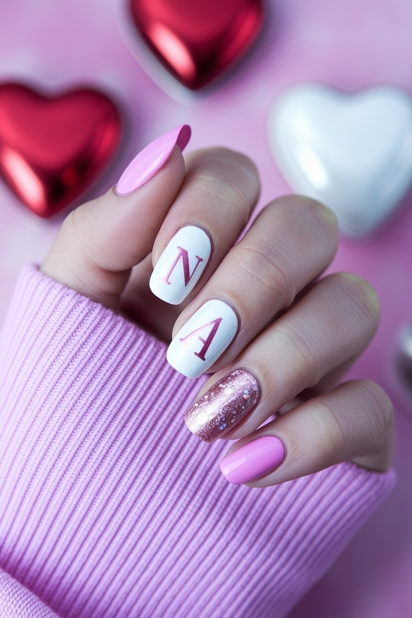 Unique Valentines Day Nails with Initials to Personalize outfit idea